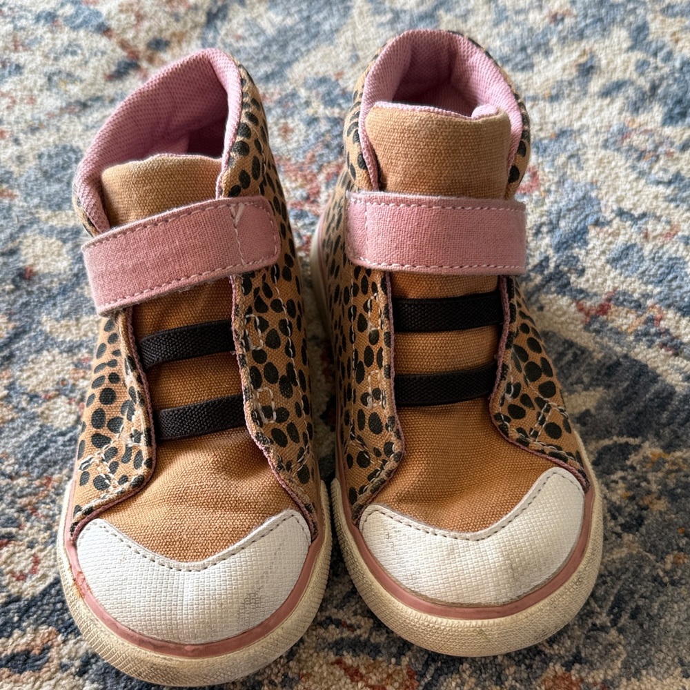 See Kai Run Kids Leopard Print Tan Pink Sneakers